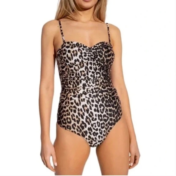 Ganni Leopard Print One Piece Swimsuit size 40 US 8 - Picture 1 of 14